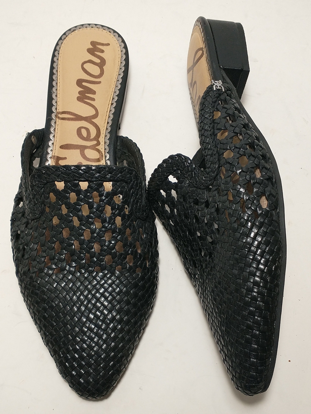 Sam Edelman Clara Leather Woven Mule Sandal, Black, Size 9.5, Cottagecore